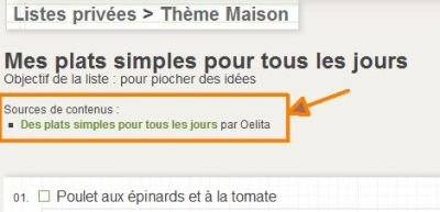 Guide pour copier une liste : mention de la source