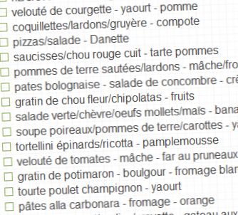 Idées de menus